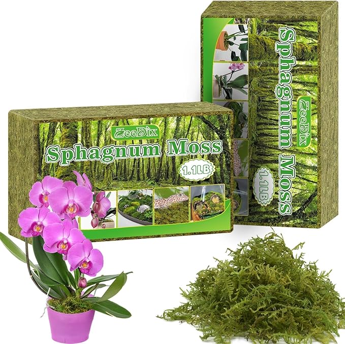 ZeeDix 2-Pack Premium Sphagnum Moss - 2.2 lb Orchid Moss Plant Growing Medium for Terrariums Orchids Carnivorous Succulents &amp Reptile Habitat Substrate