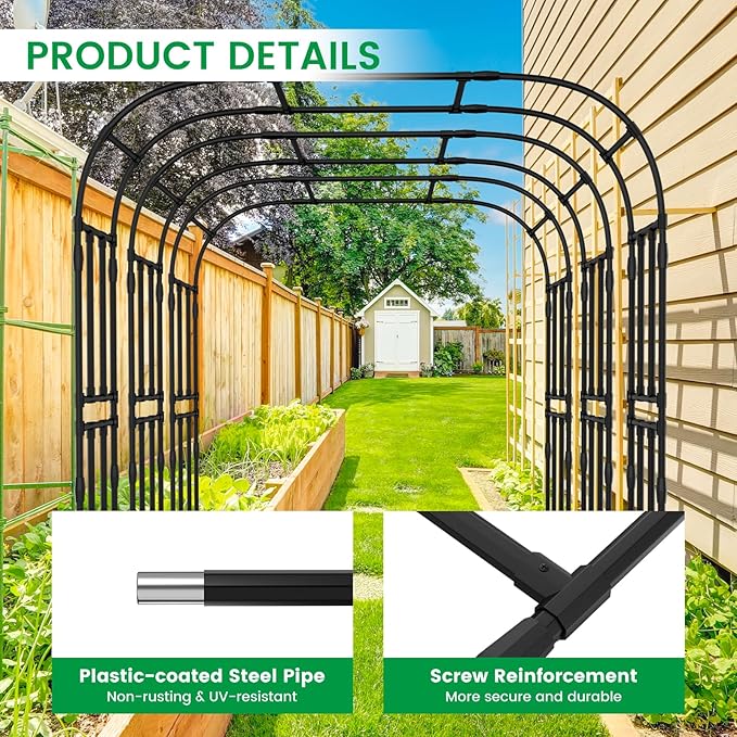Garden Arch Trellis 87in H x 16in L Large Garden Arch Arbor Trellis for Climbing Plants Outdoor Plant Support for Cucumber Grape VineTall Metal Gardens Archway for Lawn Party Ceremony