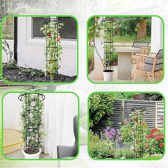 Garden Trellis for Climbing Plants - Mushroom Top Round Frame Heavy Duty Metal Support | Outdoor Obelisk Plant Tower for Cucumber Zucchini Rose Grape Ivy Vine Clematis tomatto Flower Growth Use