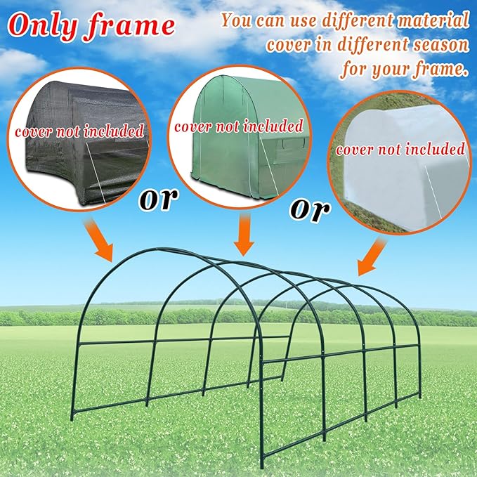 Strong Camel Greenhouse Replacement Frame for Larger Hot Garden House Support Arch Frame Climbing Plants/Flowers/Vegetables (20x10x7 FT)