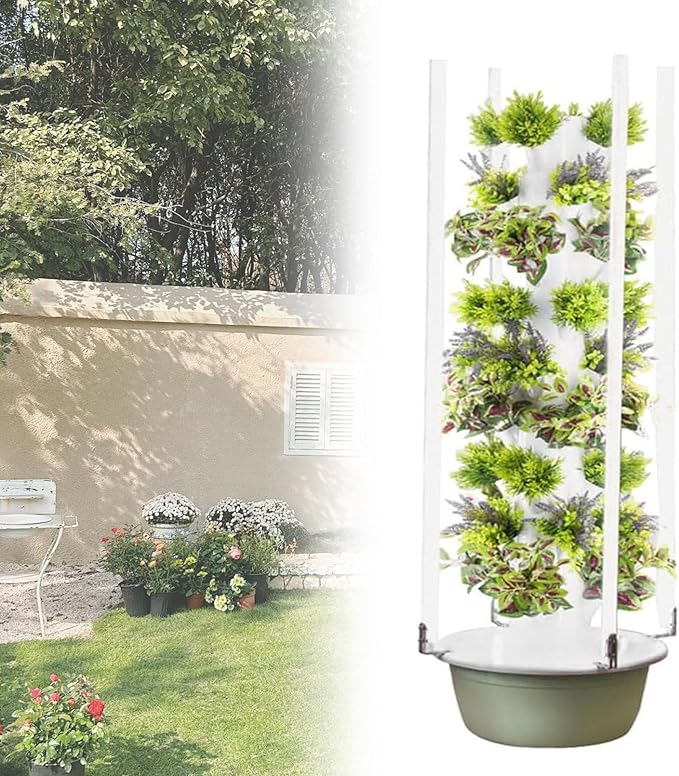 Hydroponic Tower Hydroponics Growing System Tower Vertical Garden Planter Indoor Smart Garden Kit Hydroponics Growing System Kit Tower with Pump and Grow Light9Layer