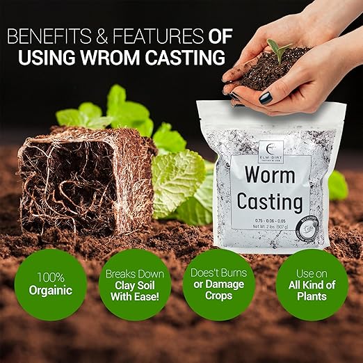 Elm Dirt 100% Organic Worm Castings &amp Bloom Juice for All Flowering Plants - Bloom Booster Fertilizer Earthworm Casting | Organic Plant Food for Houseplants Vegetables Flowers &amp Gardens Fert