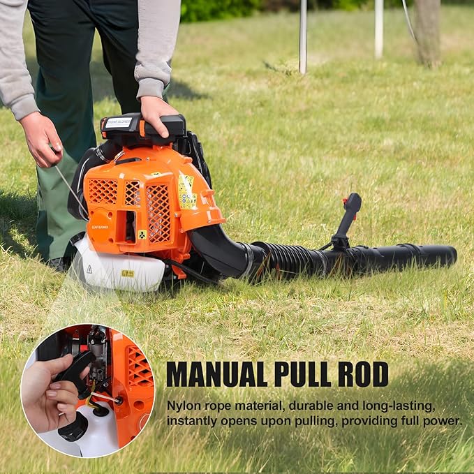 Backpack Gas Powered Leaf Blower 80CC 900CFM 2-Stroke Gas Leaf Blower 6800RPM Backpack Leaf Blowers for Lawn/Garden Care Snow/Grass Blowing from US