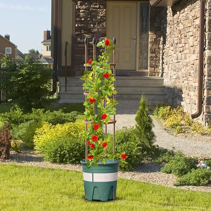 Trellis Climbing Plants 1 PC Thick Plastic-Coated Steel Plant Support Multifunctional Anti-Rust Outdoor Trellis Garden Flower Screen Cucumber Ivy Rose Grape Pea B Lackberry Vine W15*H90CM