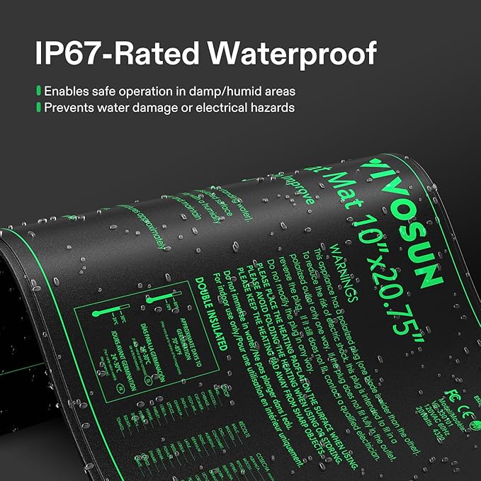VIVOSUN 4-Pack 10 x 20.75 Durable Waterproof Seedling Heat Mat UL &amp MET-Certified Warm Hydroponic Heating Pad for Germination Indoor Gardening Greenhouse