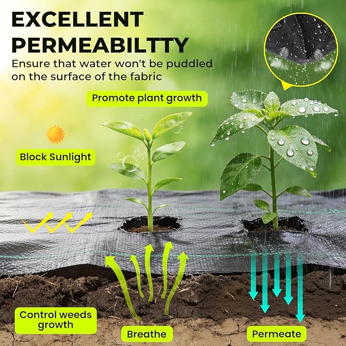 Weed Barrier Fabric3x300FT Landscape Fabric3.2oz Weed Control Garden Cloth Block Gardening Ground Cover Mat Woven Geotextile Fabric for Driveway Gravel Greenhouse Underlayment