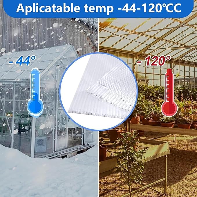 DGSL 14 Pcs Polycarbonate Greenhouse Panels 6' x 2' x 0.32'' Twin-Wall Panels Polycarbonate Sheet for All Weather Outdoor Garden and Greenhouse Covering