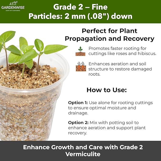 Organic Fine Vermiculite for Indoor Gardening Plants and Mushrooms – Enhances Soil Aeration Seed Germination Rooting Cuttings – Small Packages and Bulk (Vermiculite Grade 2 – Fine 15 quarts)