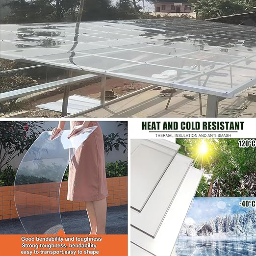 1mm /2mm Thick Clear Acrylic Plastic Sheet Polycarbonate Roofing SheetTransparent Sunlight PanelsRainproof PC Endurance BoardReplacement Cladding(Thick 1mm4 x 3.3ft)