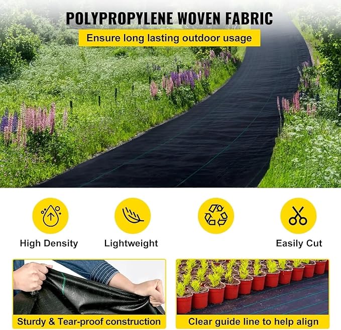 Weed Barrier Fabric Weed Barrier Fabric Heavy Duty Woven Ground Weed Control Fabric 6ft X 300ft Black for Gardening
