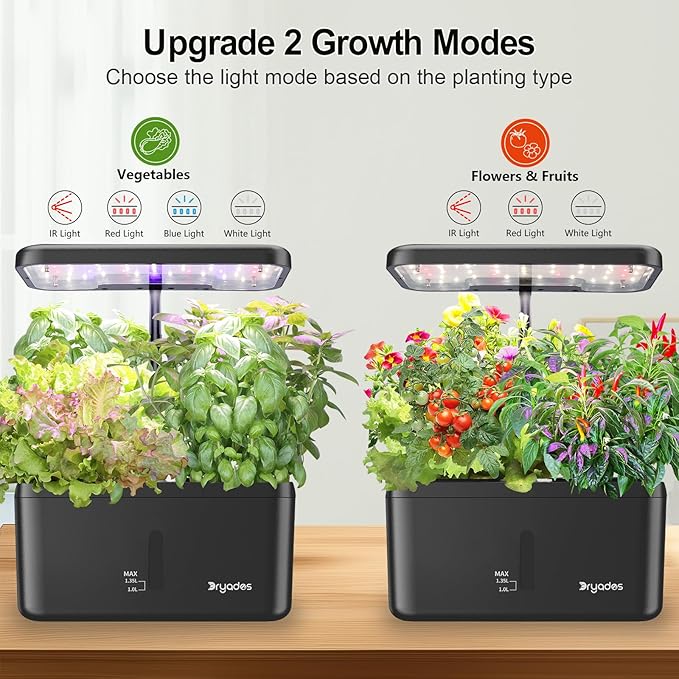 Indoor Garden System 19 Watt LED Growing Light Upgrade 2 Self-Watering Soil-Cultivated Growing Pots Gardening Gifts for Mom Plant Pot for Vegetables Herbs Tomato(No Seeds&ampSoil)