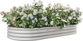 Oval 88.99x44.68x11.42 Galvanized Metal Raised Garden BedRaised Bed Garden plantersPlanter Boxes: 27 cu. ft Soil Anti-Rust Ideal for Outdoor Flower Beds &amp Gardening (Silver)