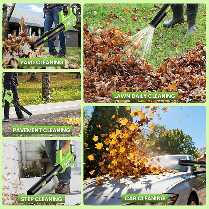 Leaf Blower Cordless 750CFM 240+MPH Brushless Powerful Electric Leaf Blower with 2x4.0Ah Batteries &amp Fast ChargerShoulder Strap6-Speed ModesLightweight Leaf Blowers for Lawn Care Leaves Dust S