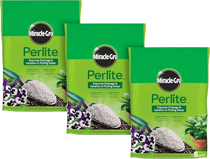 Miracle-Gro Perlite - Enriched with Plant Food Improves Drainage and Aeration in Potting Soil Mixes For Container Plants 8 qt. (3-Pack)