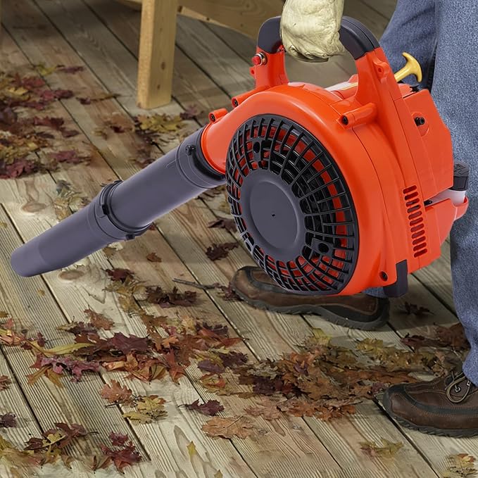 Handheld Gas Blower750W 2-Stroke Cycle Commercial Gasoline Powered Leaf Blower Grass Sweeper with Air Cooling for Lawn Care Sweeping Fallen Leaves Snow Blowing (2 Stroke 25.4CC)