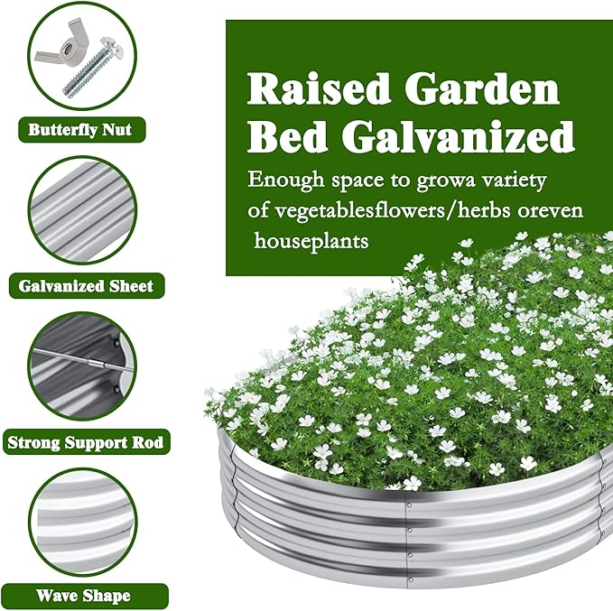 Galvanized Raised Garden Bed Kit 2packPlanter Raised Beds 6x3x1ft for GardeningOutdoor Metal Garden Bed Planter Box for FlowersFruitsVegega Raised Garden Bed