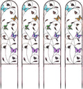 aboxoo Set of 4 Packs Butterfly Metal Garden Trellis for Climbing PlantsOutdoor Decorative Flowers Arch Fence Trellis for Outdoor PatioGardenLawnYardBackyardWall Brackets60'' H x 11'' W