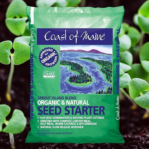 Coast of Maine 8qt (Pack of 8) Sprout Island Blend Organic &amp Natural Seed Starter for Seed Germination &amp Root Plant Cuttings