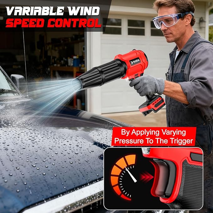 Cordless Leaf Blower Compatible for Milwaukee 18V Battery(NO Battery) Mini Turbo Jet Blower with 2 Nozzles Lightweight &amp One-Hand Use for Patio Garage Yard Cleaning Car Dryer(Tool Only)