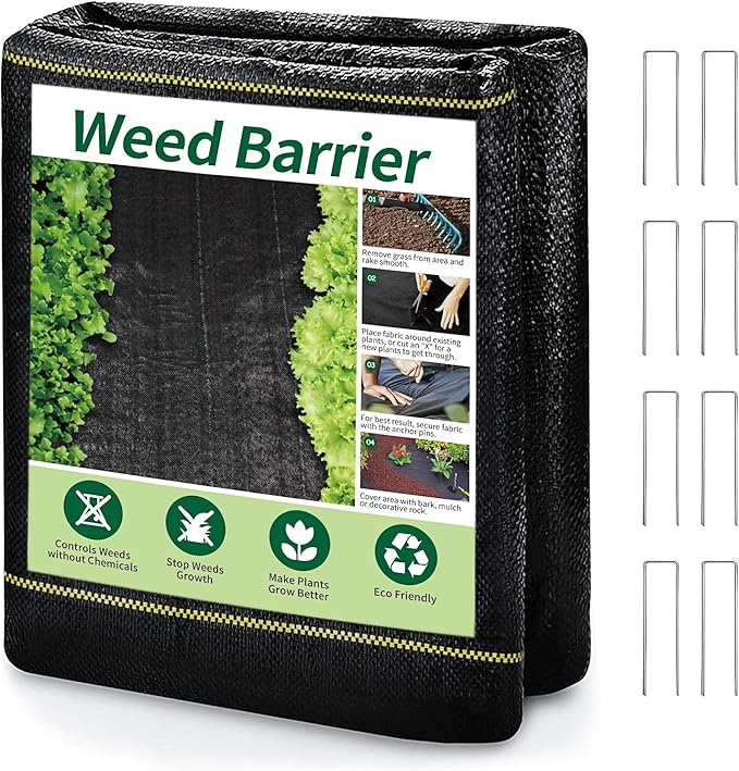 3'X100' Black Weed Control Fabric Heavy Duty 70g for Garden Yard Commercial Driveway and Vegetable Planting (1 Pack)