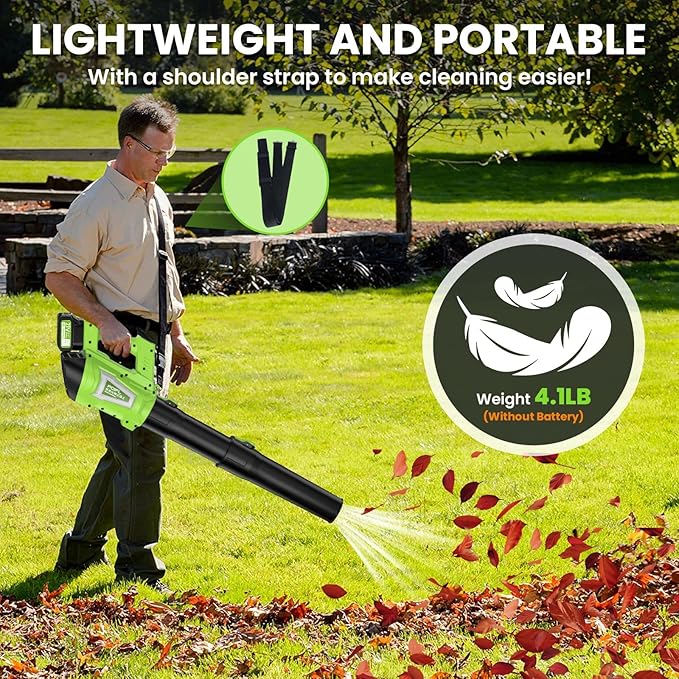 Leaf Blower Cordless 750CFM 240+MPH Brushless Powerful Electric Leaf Blower with 2x4.0Ah Batteries &amp Fast ChargerShoulder Strap6-Speed ModesLightweight Leaf Blowers for Lawn Care Leaves Dust S