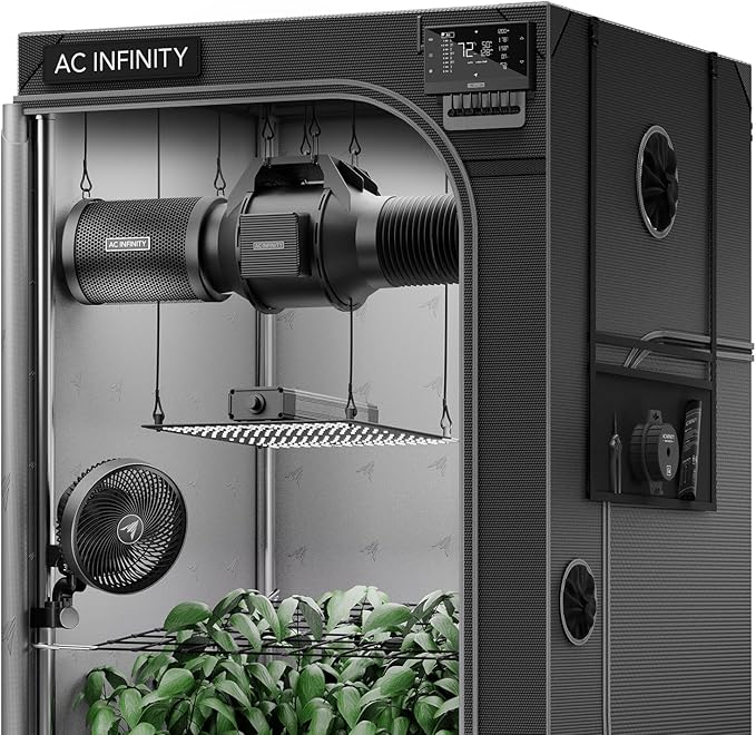 AC Infinity AI Grow System 3x3 3-Plant Kit w/Self-Learning AI Controller Dynamic Airflow &amp LM301H LED Lighting Control 2000D Mylar Tent w/Lab-Tested Reflectivity Largest Zippered Window