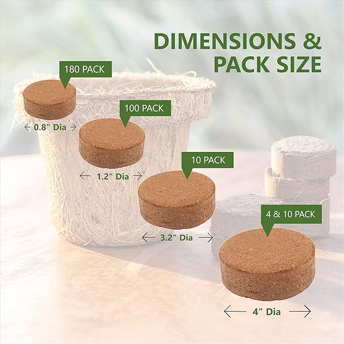 Envelor Coco Coir Seed Starting Mix Pellet for Seed Starter Tray Potting Soil for Indoor Plants Nursery Pots Flower Seeds Herbs Microgreens Succulent Soil Coco Growing Media 1.2 Inches 100 Pack