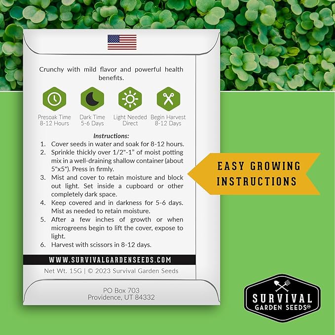 Microgreens Seeds Variety Pack – 15 Heirloom Varieties for Indoor Sprouting &amp Countertop Growing – Broccoli Radish Kale Arugula &amp More – High Germination Non-GMO – Survival Garden Seeds
