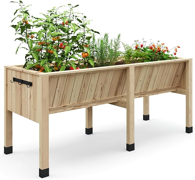 Wood Plant Growing Bed Large with Hook - Raised Garden Bed
