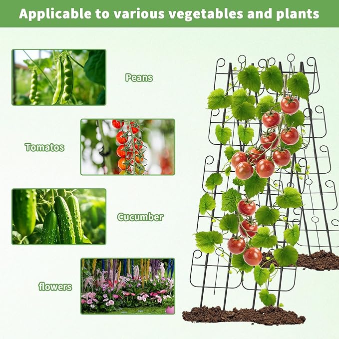 Cucumber Trellis for Raised Bed Metal Rustproof A-Frame Garden Trellis Outdoor Heavy Duty Climbing Plants Support for Cucumber Vegetables Vine Expandable Height &amp Width