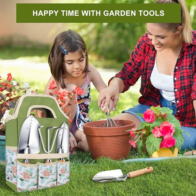 Kynup Gardening Tools Garden Tools Set-9 Piece Gardening Gift for Women Gardening Kit Ideal Hand Gardening Spades Thickened Stainless Steel Rust-Proof Garden Supplies Essentials Garden Stuff