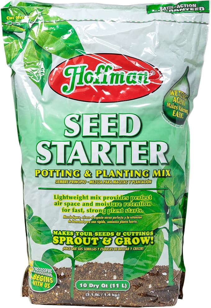 Hoffman Seed Starter Potting &amp Planting Mix with Wetting Agent for Moisture Retention 10qt Bag 4 Pack