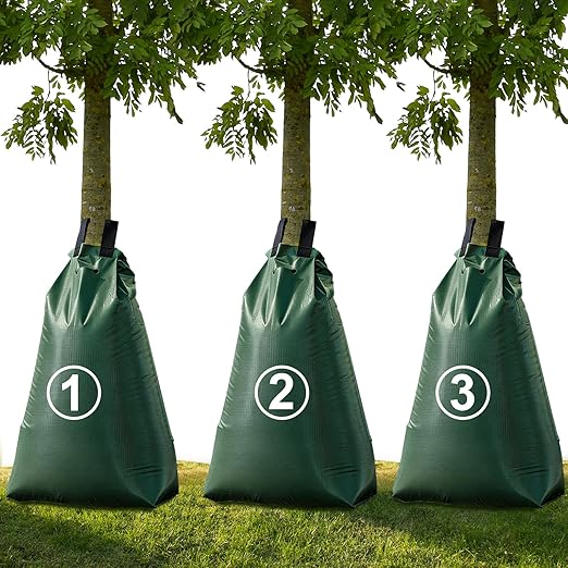 20 Gallon Tree Water Bags Slow Release Watering Bag System - Gator Style Ring for New TreesTreegator Bags for Drip Irrigation Fruit Protection Tree Storage (3 Pack)