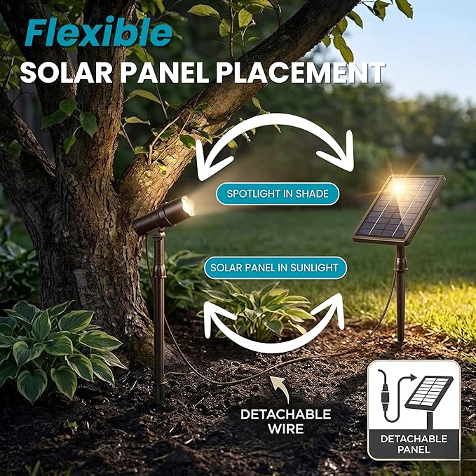 Energizer Solar-Powered Garden Lights - 2 Pack Oil Rubbed Bronze LED Spotlight with Smart Focus &amp 100 Lumen Output Waterproof &amp Easy to Install Solar Landscaping Lights for Lawn &amp Patio D