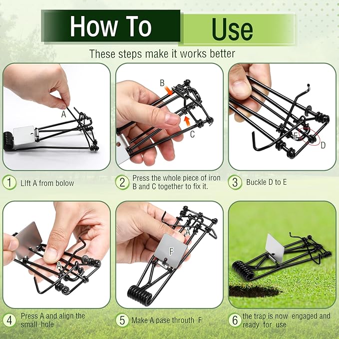 Qualirey 16 Pcs Outdoor Gopher Traps Bulk - Reusable Galvanized Gopher Trap with Red Stick Flags Weather Resistant Mole Vole Trap Killer for Farm Lawn Yard Garden (Black)
