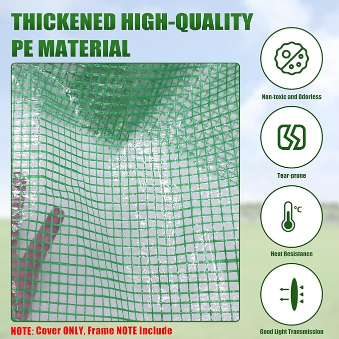 Walk-in Greenhouse Replacement Cover with Roll-Up Zipper Door 56×56×76 inch PE Greenhouse Cover Protect Outdoor Gardening Plants from Cold FrostWaterproof and UV Resistant(Frame Not Include)