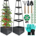 2Pack Raised Garden Bed Tomato Planter Box with Trellis Outdoor Tomato Cage Trellis for Garden Climbing Plants Outdoor Indoor 57 Self Watering Raised Beds for Gardening Tomatoes Vegetable Growing