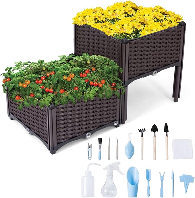 Raised Garden Beds | Vegetable Raised Plant Kit | Elevated Garden Bed with Legs | Self Watering Planter Box Ideal for Outdoor Gardening | Grow Flowers Herbs &amp Vegetables with Ease