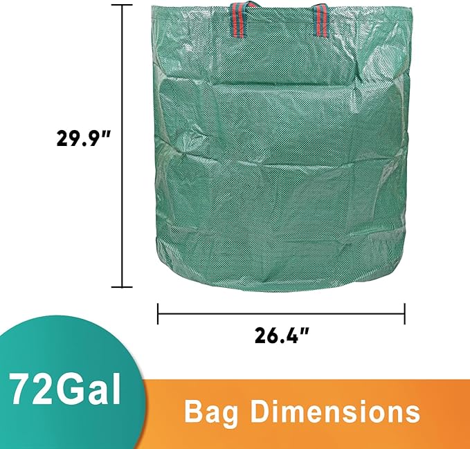 CAMPFIRE 3 Pack 72gallon Garden Waste Bags (H30 D26 Inches) With Handles Heavy Duty Leaf Bags Reusable Lawn Garden Bags And Yard Waste Bags Suitable For Leaf Collectors