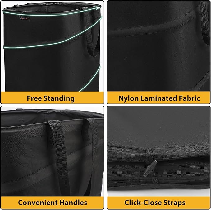 YUDI &amp GARDEN 46 Gallon Square Collapsible Yard Waste Bin Collapsible Trash Can for Collecting Weeds or Leaf or Yard and Party Waste