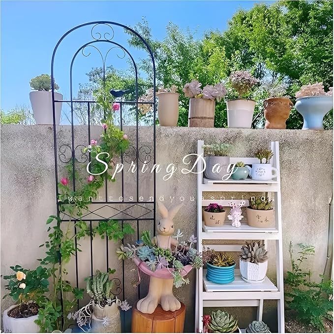 Garden Trellis Fencing for Climbing Plants Decorative Trellis for Outdoor Privacy Screen Tomatoes Vines Flower Beds Roses(White50x200cm)