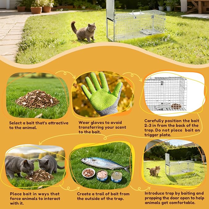 32 Inch Animal Trap CageFolding Live Animal Trap Cage for Stray CatsRaccoonsArmadillos and Rabbits