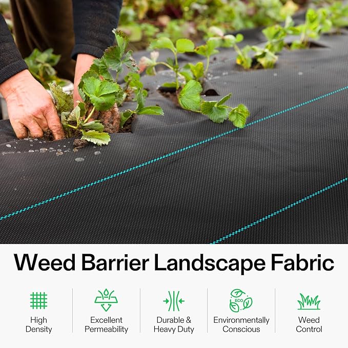 VIVOSUN Premium Weed Barrier Landscape Fabric Heavy Duty 4ftx100ft 5oz Double-Layered Weed Control Mat with High Permeability Commercial Ground Cover Easy Set up &amp Superior Weed Control