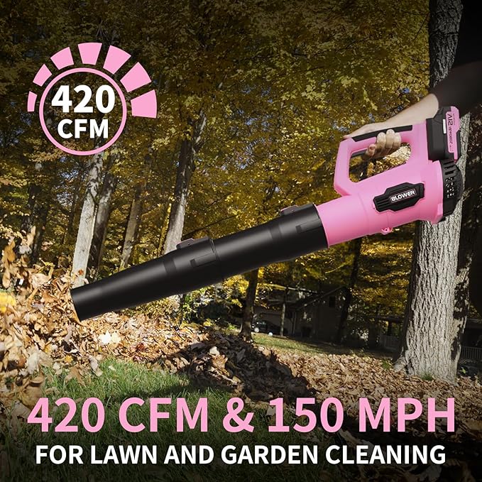 LEAPUL Leaf Blower Cordless 21V Electric Leaf Blower with 2×2.0Ah Batteries &amp 1 Fast Charger Lightweight Battery Powered Blower for Lawn Care Patio Cleaning