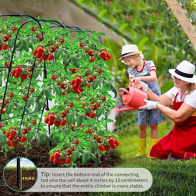Garden Trellis for Climbing Plants Outdoor Cucumber Trellis for Raised Bed Garden Arch Trellis Support for Cucumbers Tomatoes Beans Peas 50x48 inch Metal Trellis with Netting Black