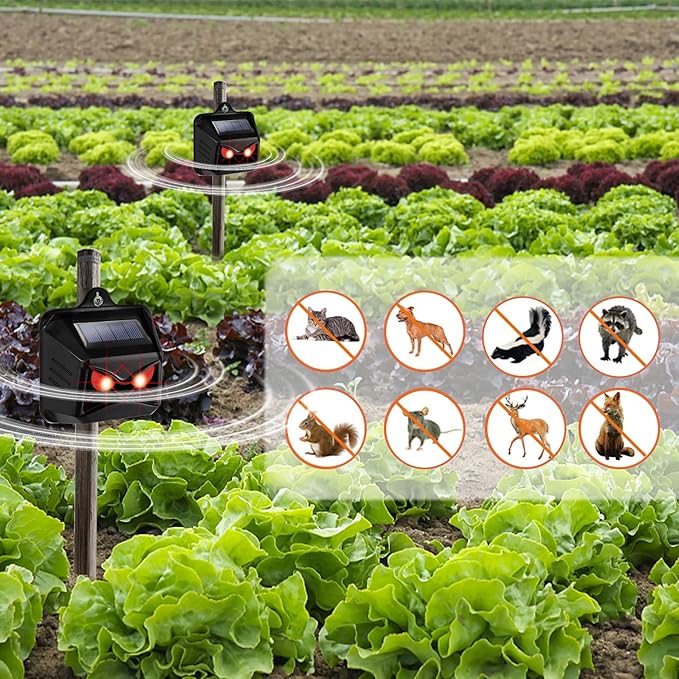 6 Pack Solar Animal Repellent Predator Eyes Animal Deterrent Sentinels with Red LED Blinking Lights Drive Away Raccoon Deer Skunk Cat Coyote from Yard Farm and Chicken Coops