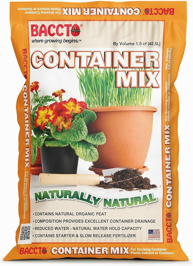 Michigan Peat Company 4 Pack BACCTO Container Mix Indoor Outdoor Blend with Organic Peat Starter &amp Nutrients for 6 or Larger Planters 1.5 Cu Ft
