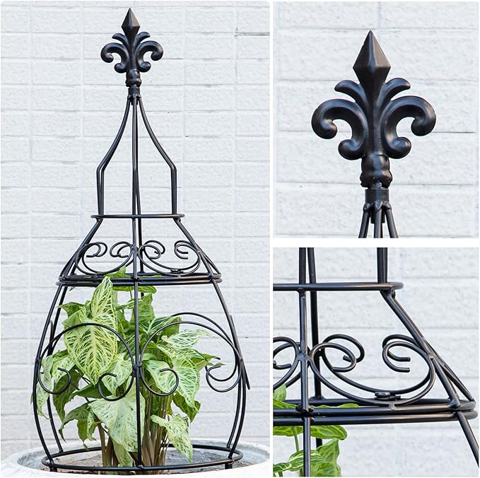 29-Inch Garden Trellis Obelisk - Durable Metal Support for Indoor &amp Outdoor Climbing Plants Perfect for Vertical Gardening &amp Potted Plants Stylish Design for Home and Garden