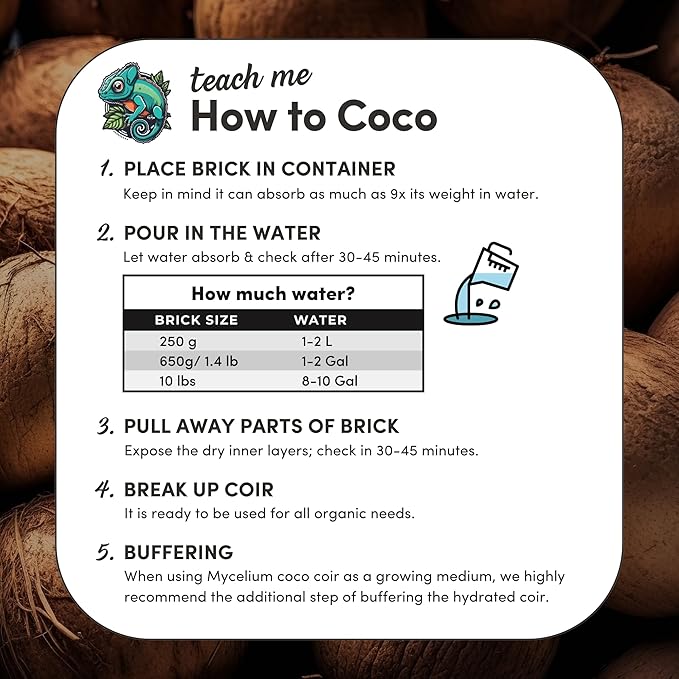 Mycelium Coco Coir Brick Mushroom Growing Kit I Expandable Organic Coconut Fiber Substrate I Indoor Mushroom Cultivation for Starter &amp Pro Home Growers I OMRI Certified &amp Non-GMO 10lbs