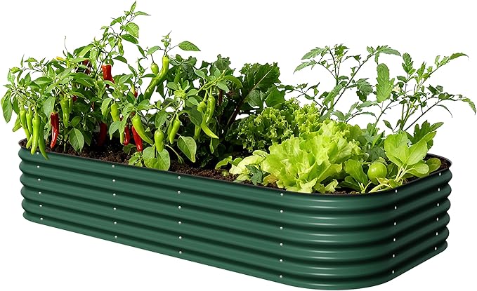 Vego garden Raised Garden Bed Kit 17 Tall 10 in 1 Jumbo Modular Raised Garden Beds Metal Planter Box for Vegetables Flowers Herbs British Green